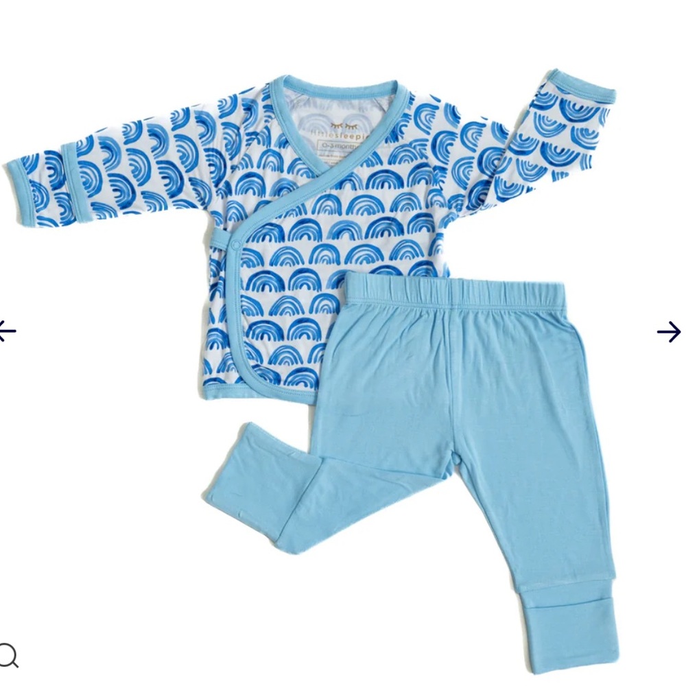 Little Sleepies Newborn Blue Rainbow Two Piece Crossover Set